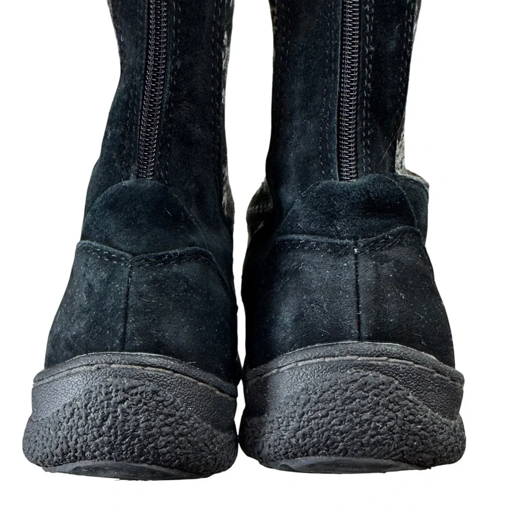 Propet Snow Boots‎ Size 7N Women's Black Suede Leather Fair Isle Knit Winter